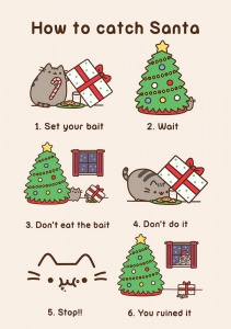 Pusheen Christmas Card - How to catch Santa